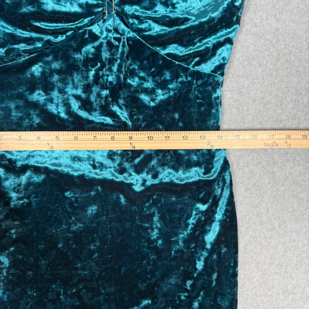 Guess Teal Crushed Velvet V-Neck Cocktail Homecoming Mini Dress Size 10 Autumn - Picture 5 of 9